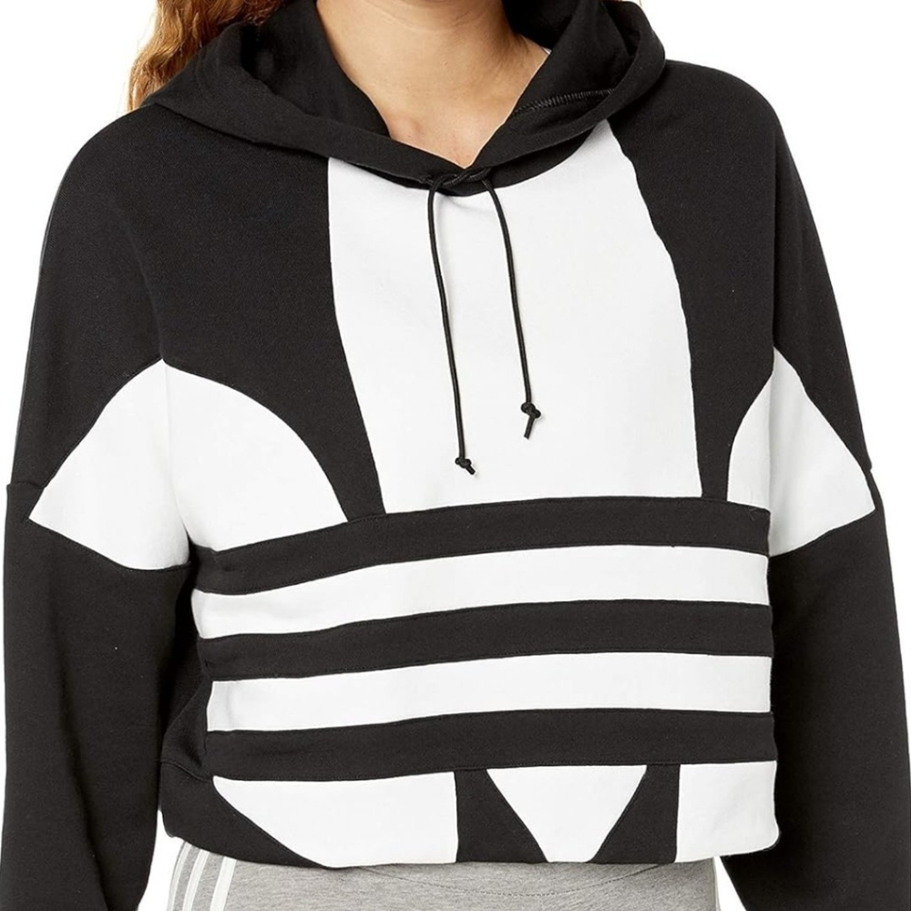 adidas Women's Black and White Graphic Hoodie